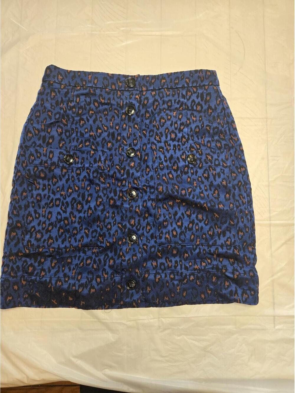 Banana Republic Blue Leopard Print Mini Skirt